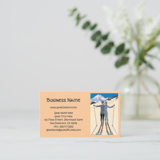  Kunst Deco, Lovers in Snow door George Barbier Visitekaartje (Staand voorkant)