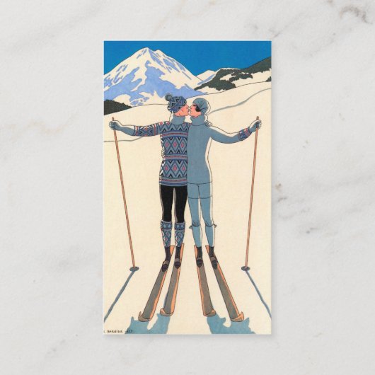  Kunst Deco, Lovers in Snow door George Barbier Visitekaartje (Achterkant)