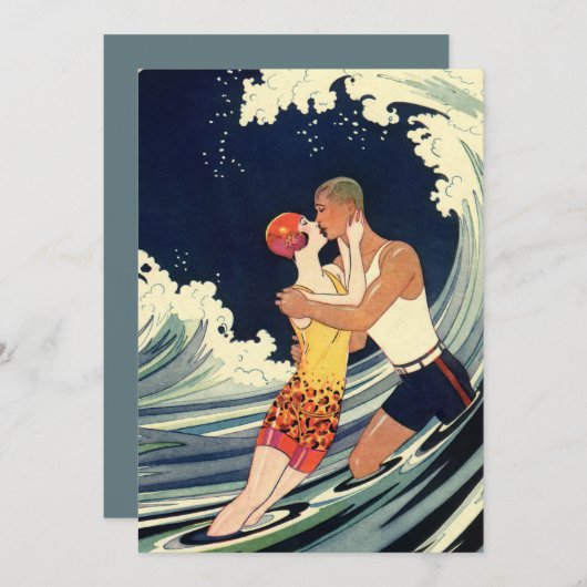  Kunst Deco, Lovers Kiss bij het strand (Voorkant / Achterkant)