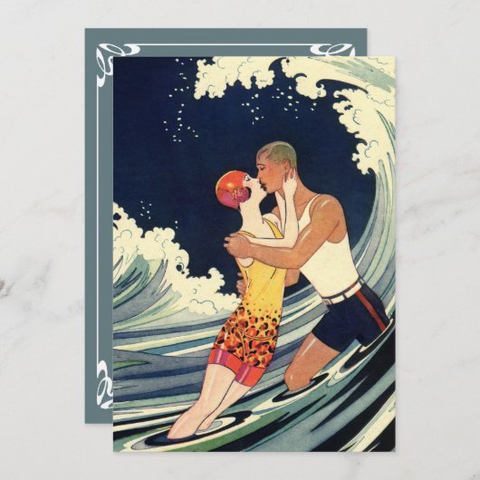  Kunst Deco, Lovers Kiss bij het strand (Voorkant / Achterkant)