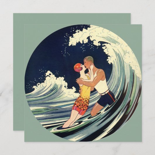  Kunst Deco, Lovers Kiss bij het strand (Voorkant / Achterkant)