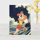  Kunst Deco, Lovers Kiss bij het strand Kaart (Gele Bloem)