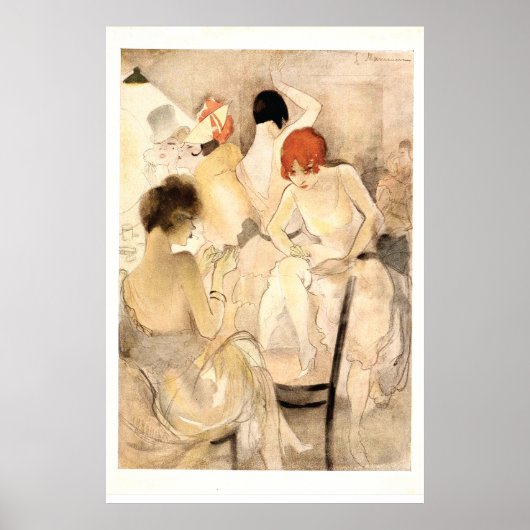 Kunst Deco ~ Meisjes in de kleedkamer Poster (Voorkant)