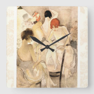 Kunst Deco ~ Meisjes in de kleedkamer Vierkante Klok