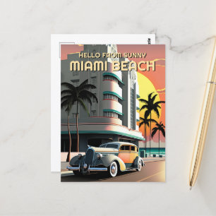 Kunst Deco Miami Beach Ocean Drive Sunset Briefkaart
