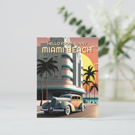 Kunst Deco Miami Beach Ocean Drive Sunset Briefkaart (Staand voorkant)