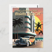 Kunst Deco Miami Beach Ocean Drive Sunset Briefkaart (Voorkant / Achterkant)