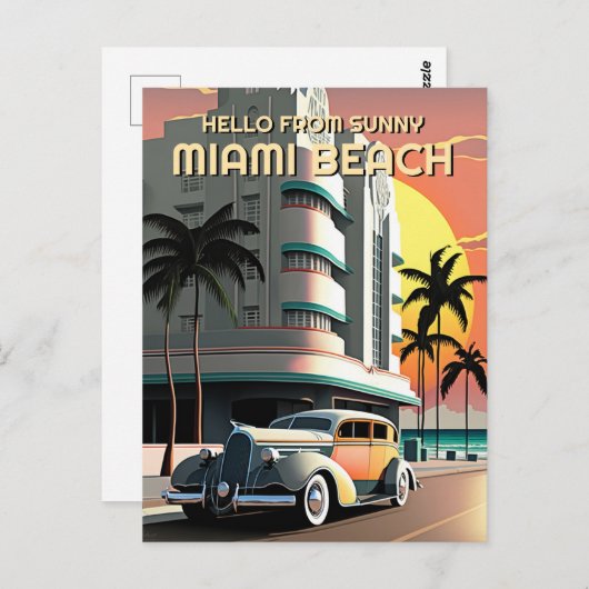 Kunst Deco Miami Beach Ocean Drive Sunset Briefkaart (Voorkant / Achterkant)