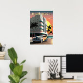 Kunst Deco Miami Beach Ocean Drive Sunset Poster (Thuiskantoor)
