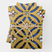  Kunst Deco Mosaic Tiled Gold en Blue Inpakpapier Vel (In situ)