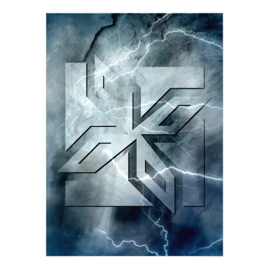 Kunst Deco Ninja Star Icon Stone Lighting Overlay Foto Afdruk (Voorkant)