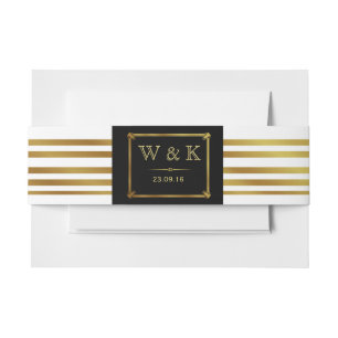 Kunst Deco nodigt buikband goud uit GATSBY print Uitnodigingen Wikkel
