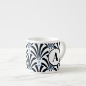 Kunst Deco Palmettos & Blue van 1920 | Monogram Espresso Kop (Voorkant rechts)