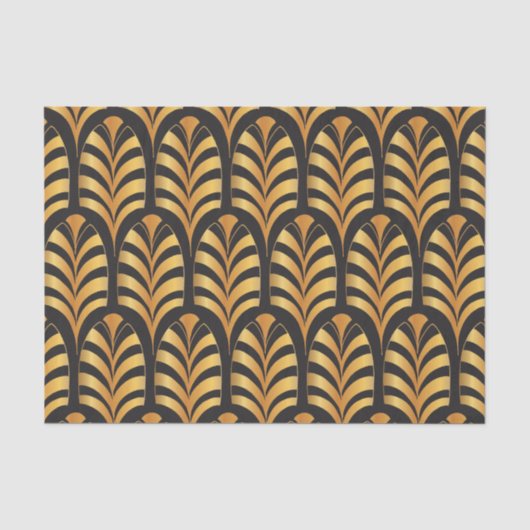 Kunst Deco Palms, zwart en goudveren Tissuepapier (Voorkant)