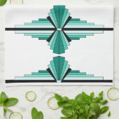 Kunst Deco Pattern in Greens Tea Towel Theedoek (Gevouwen)