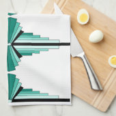 Kunst Deco Pattern in Greens Tea Towel Theedoek (Quarter Fold)