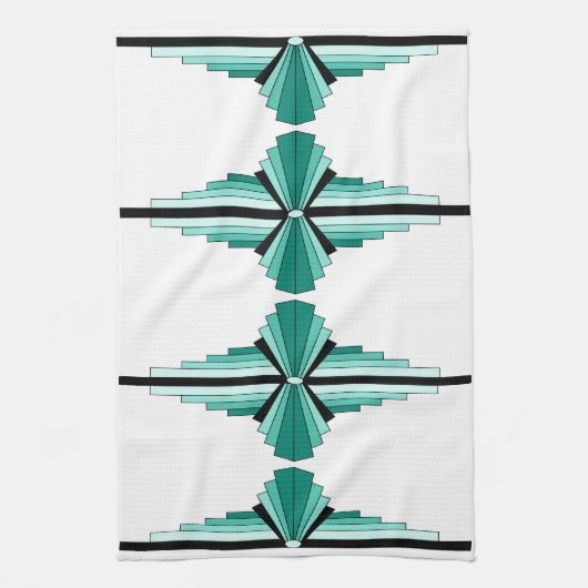 Kunst Deco Pattern in Greens Tea Towel Theedoek (Verticaal)