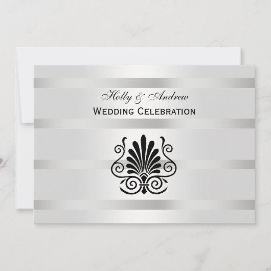 kunst Deco Plume White H Wedding Kaart (Voorkant)