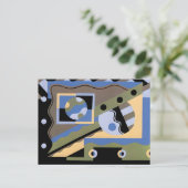  kunst Deco Pochoir Jazz Cubism Patroon Briefkaart (Staand voorkant)
