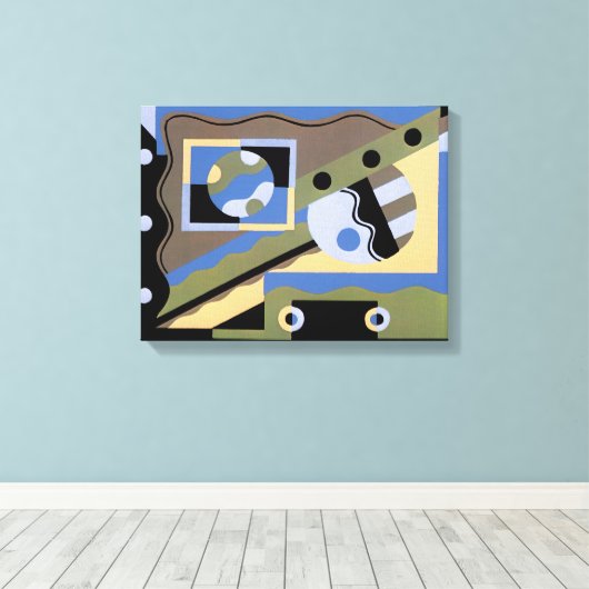 kunst Deco Pochoir Jazz Cubism Patroon Canvas Afdruk (Insitu (Houten vloer))