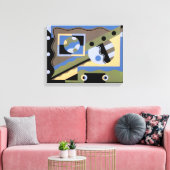 kunst Deco Pochoir Jazz Cubism Patroon Canvas Afdruk (Insitu (Woonkamer))