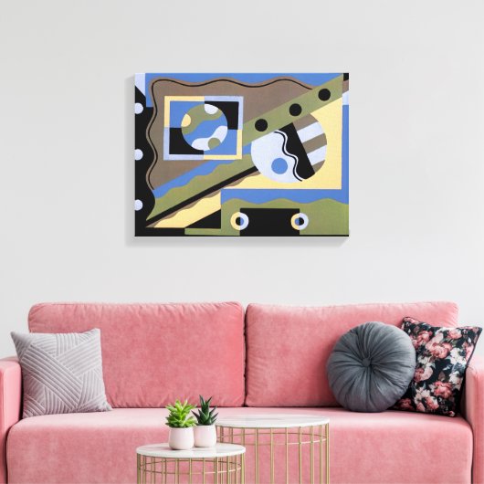 kunst Deco Pochoir Jazz Cubism Patroon Canvas Afdruk (Insitu (Woonkamer))