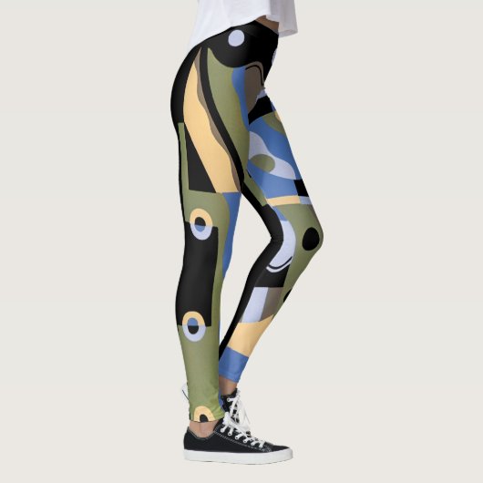  kunst Deco Pochoir Jazz Cubism Patroon Leggings (Rechts)