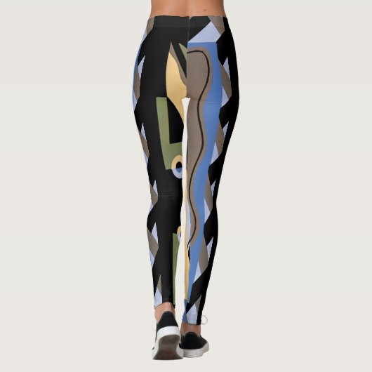  kunst Deco Pochoir Jazz Cubism Patroon Leggings (Achterkant)