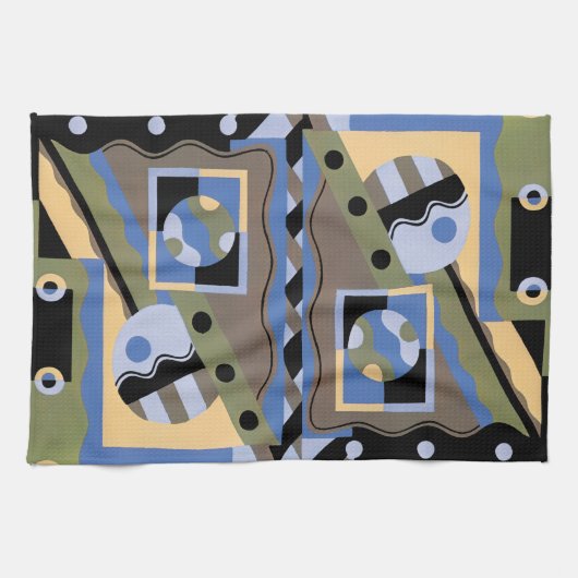  kunst Deco Pochoir Jazz Cubism Patroon Theedoek (Horizontaal)