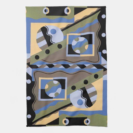  kunst Deco Pochoir Jazz Cubism Patroon Theedoek (Verticaal)