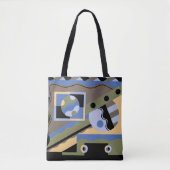 kunst Deco Pochoir Jazz Cubism Patroon Tote Bag (Voorkant)
