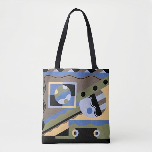  kunst Deco Pochoir Jazz Cubism Patroon Tote Bag (Voorkant)