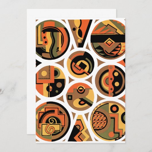  kunst deco Pochoir Jazz geometrische cirkels (Voorkant / Achterkant)