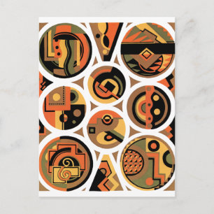 kunst deco Pochoir Jazz geometrische cirkels Briefkaart