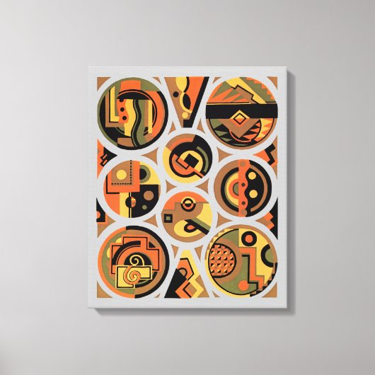 kunst deco Pochoir Jazz geometrische cirkels Canvas Afdruk (Voorkant)