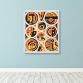 kunst deco Pochoir Jazz geometrische cirkels Canvas Afdruk (Insitu (Houten vloer))