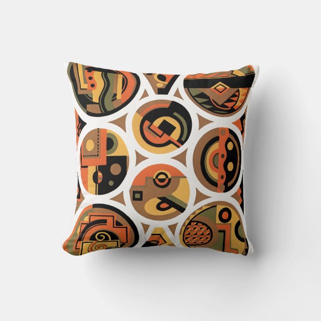  kunst deco Pochoir Jazz geometrische cirkels Kussen (Voorkant)