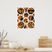 kunst deco Pochoir Jazz geometrische cirkels Poster (Keuken)