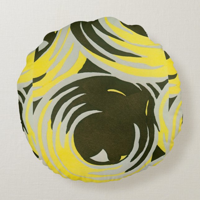  kunst deco Pochoir Jazz geometrische cirkels Rond Kussen (Achterkant)