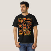 kunst deco Pochoir Jazz geometrische cirkels T-shirt (Voorkant volledig)