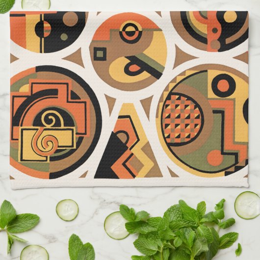 kunst deco Pochoir Jazz geometrische cirkels Theedoek (Gevouwen)