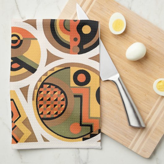 kunst deco Pochoir Jazz geometrische cirkels Theedoek (Quarter Fold)