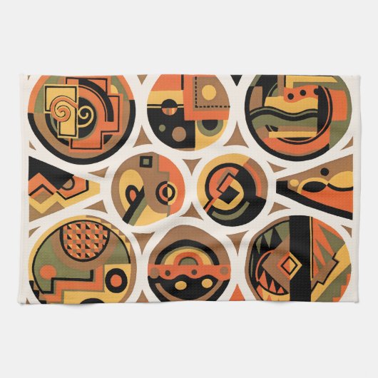  kunst deco Pochoir Jazz geometrische cirkels Theedoek (Horizontaal)