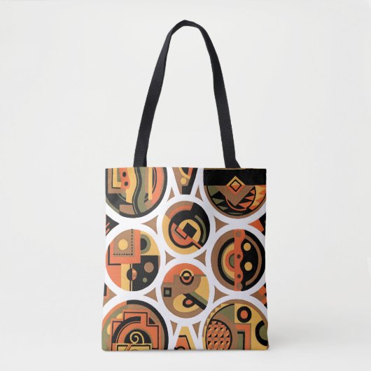  kunst deco Pochoir Jazz geometrische cirkels Tote Bag (Voorkant)