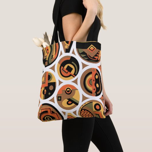  kunst deco Pochoir Jazz geometrische cirkels Tote Bag (Dichtbij)