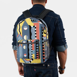  kunst Deco Pochoir Jazz Geometrische patronen Bedrukte Rugzak