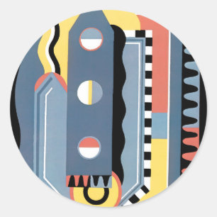 kunst Deco Pochoir Jazz Geometrische patronen Ronde Sticker