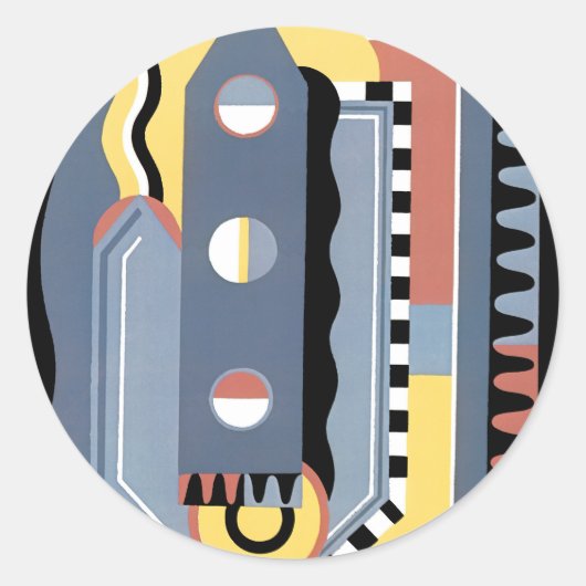 kunst Deco Pochoir Jazz Geometrische patronen Ronde Sticker (Voorkant)