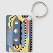 kunst Deco Pochoir Jazz Geometrische patronen Sleutelhanger (Achterkant)