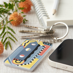 kunst Deco Pochoir Jazz Geometrische patronen Sleutelhanger